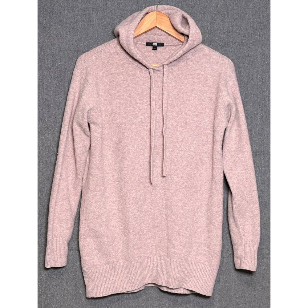 Uniqlo Womens Pink‎ Knit Hoodie Sweater Longline Pullover Wool Blend Small